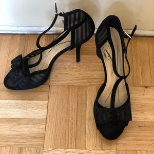 Kate Spade Black Suede and Mesh Heels with Bow